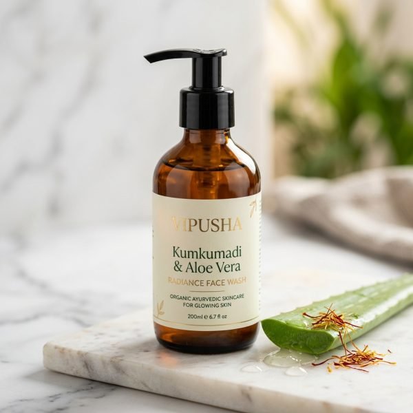 Vipusha Kumkumadi & Aloe Vera Radiance Face Wash pump bottle